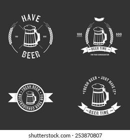 Set of beer mug signs. Scalable vector illustration for your designs.