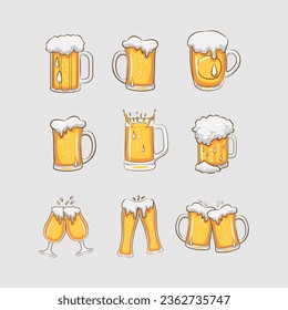 set of beer mug vector illustration