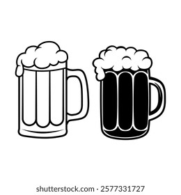 Set of beer mugs icons isolated on white vector