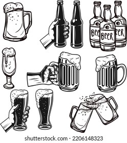 Set of beer object vector file
