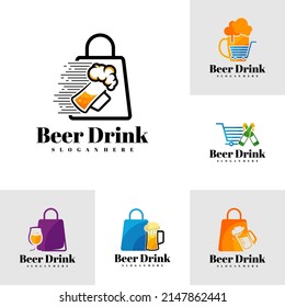 Set of Beer Shop logo design vector, Creative Beer drink logo design Template Illustration