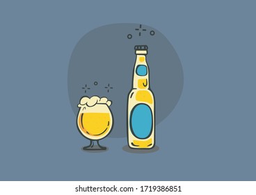 Set of beer tank and beer bottle