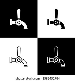 Set Beer tap icon isolated on black and white background.  Vector Illustration