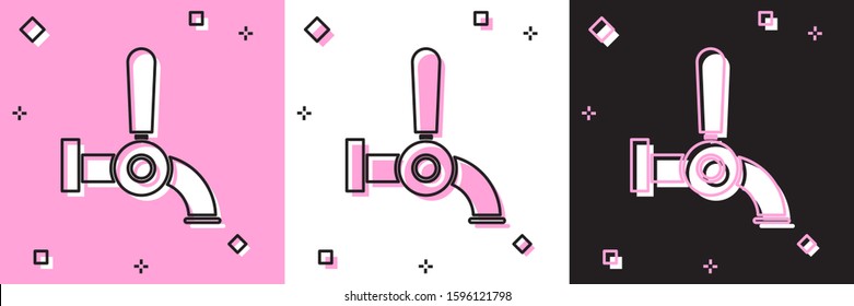 Set Beer tap icon isolated on pink and white, black background.  Vector Illustration