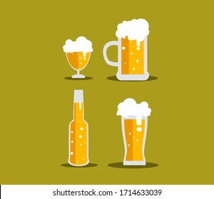 Set of beer vector. alcohol drink illustration vector. isolated design.