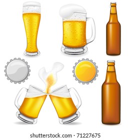 set of beer vector illustration isolated on white background