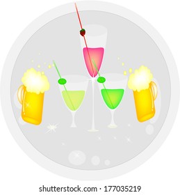 Set of beer and wine vector