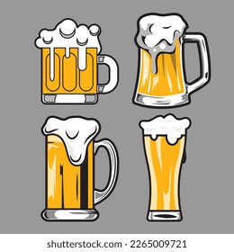 set of beers glass colored