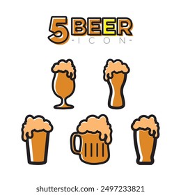 Set of beers icon Flat design Vector illustration