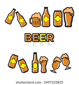 Set of beers icon Flat design Vector illustration