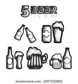 Set of beers sketch icons Vector illustration