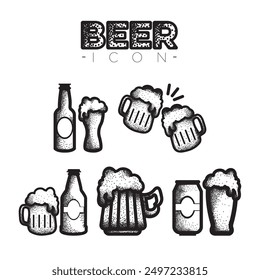 Conjunto de iconos de boceto de cervezas Ilustración vectorial