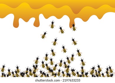 Set of bees. Bees handdrawn. Honey bee illustration vector
