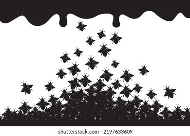 Set of bees. Bees handdrawn. Honey bee illustration vector
