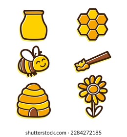 Set of bees and honey icons