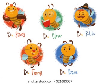 Set of bees, vector