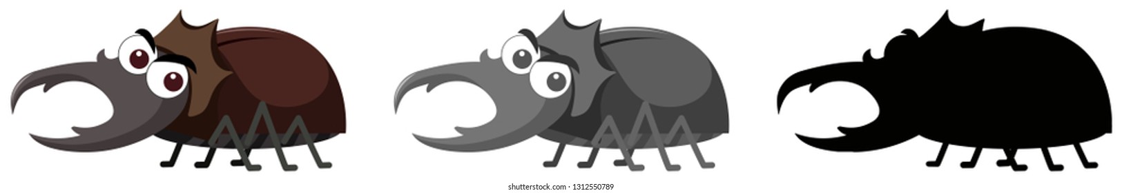Set of beetle character illustration