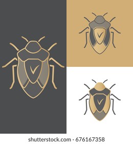 A set of beetles of icons, symbols and logos for antivirus, for mobile and computer applications.