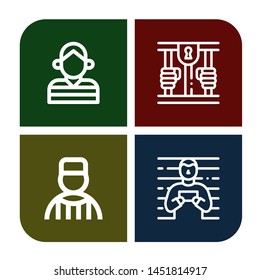 Set of behind icons such as Prisoner, Prison , behind