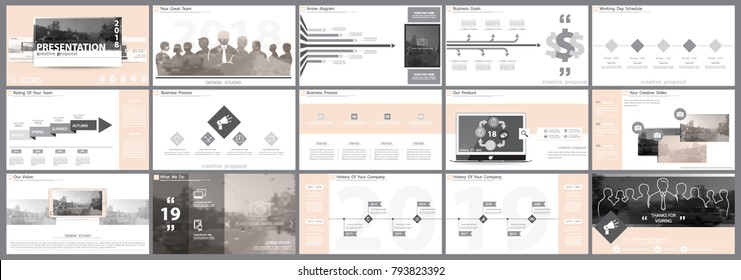 
Set. Beige and gray, elements of infographics, white background.Themes, presentations. Slide set. Use business presentations,corporate reports, marketing, advertising,anniversaries booklets banners

