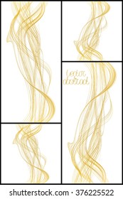 Set of Beige Lines and Golden Waves. Vector Illustration