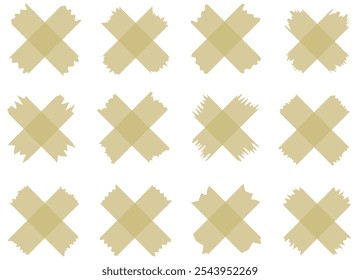 Set of beige semi-transparent washi tapes isolated on white. Tapes collection in vector. Pieces of decorative tape for scrapbooks. Torn paper	