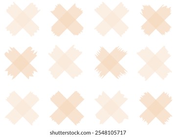 Set of beige semi-transparent washi tapes isolated on white. Tapes collection in vector. Pieces of decorative tape for scrapbooks. Torn paper