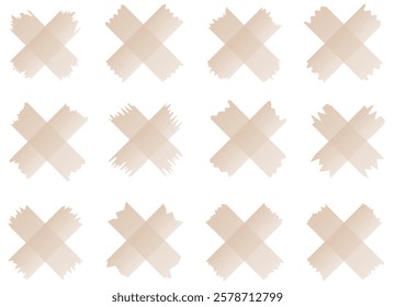 Set of beige semi-transparent washi tapes isolated on white. Washi tapes collection in vector. Pieces of decorative tape for scrapbooks. Torn paper. Gradient