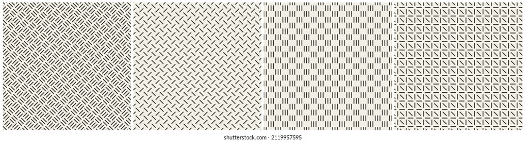Set of beige striped seamless patterns. Endless monochrome textures. Repeatable  simple backgrounds. Minimalistic unusual prints