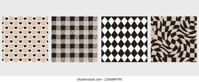 Modalidades geométricas sin soldadura de color beige, blanco y negro.