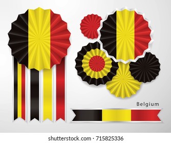 Set of Belgium Flag in different shape of ribbons, Flag banners vector for decoration, insignia vector
