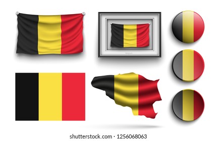 set of belgium flags collection isolated on white