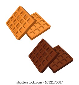 Set of Belgium Waffles Top View. Vector 3d Illustration isolated on White Background.