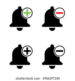 Conjunto de iconos de alerta de timbre aislados en fondo blanco, símbolo de ilustración de vector de alarma negra, señal de anillo web .