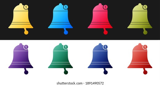 Setze eine Glockensymbol einzeln auf schwarz-weißem Hintergrund. Neues Benachrichtigungssymbol. Neues Nachrichtensymbol. Vektorgrafik.