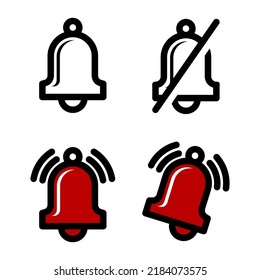 Set of bell icons. Bell notification icon. Bells icon vector design illustration. Notification symbol. Bells icon simple sign.