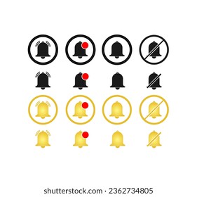 conjunto de iconos de timbre. iconos de notificaciones. notificación de mensajes para smartphone y equipo. ilustración vectorial aislada en fondo blanco.