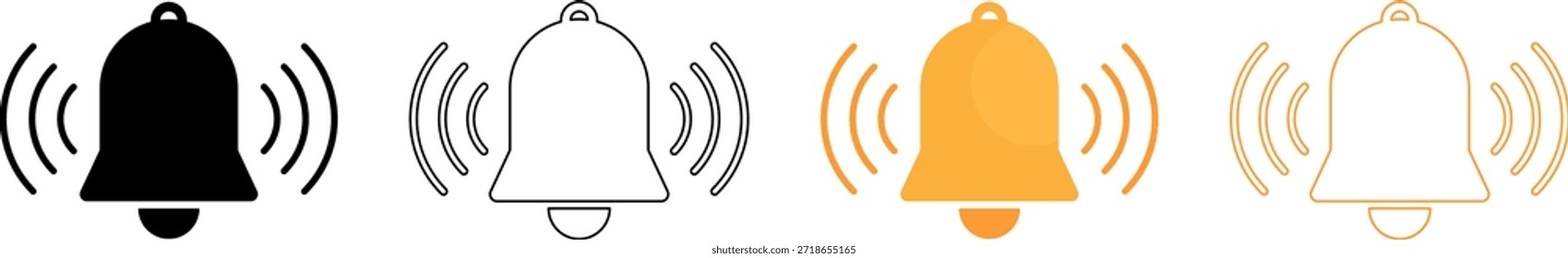 Set of bell icons in various colors