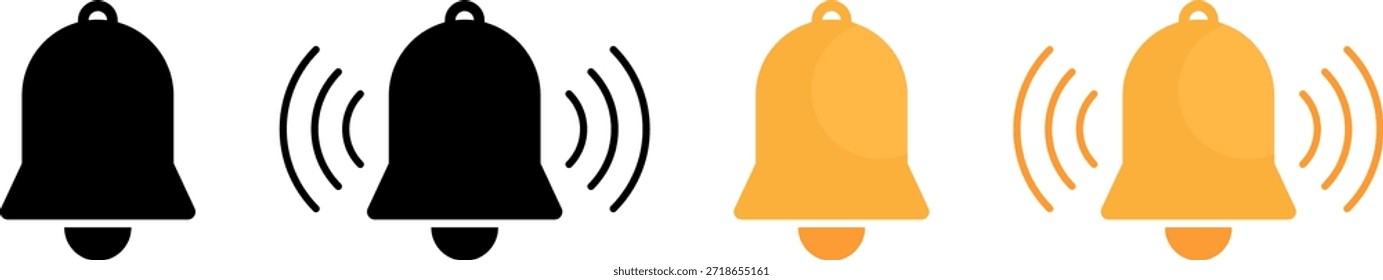 Set of bell icons in various styles