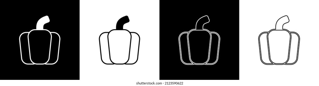 Set Bell Pepper Or Sweet Capsicum Icon Isolated Set Background.  Vector