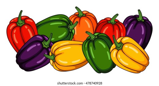 Set of bell peppers on a white background