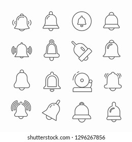 Set of bell Related Vector Line Icons. Contains such Icons as ring, chime, tinkle and etc. - Vector 