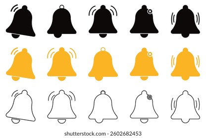 Set of Bell reminder notification icon collection. Set of notification bell icon in different style. New message notofication icons collection. Alarm symbol. Stock Vector illustration.  