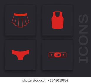 Set Belt, Skirt, Undershirt and Men underpants icon. Vector