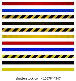 Set of belts for metal barriers to control. Kit of warning belts. Vector illustration.