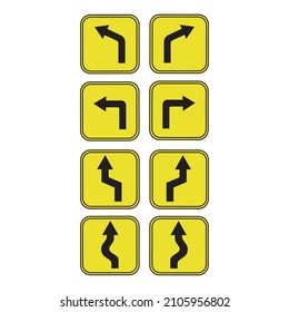 a set of bend traffic signs