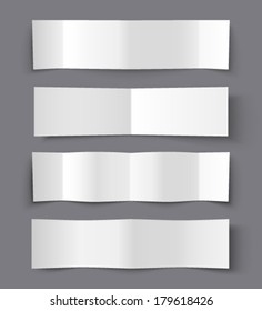 Set of Bended Paper Banners with shadows, material design vector illustration 