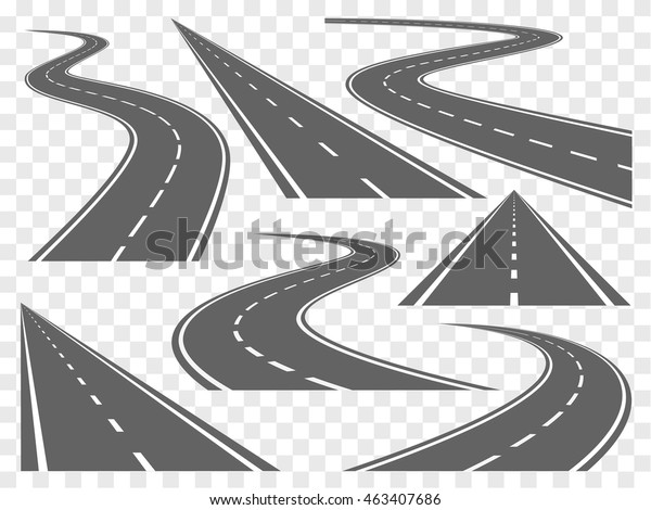 Set Bending Roads Highways Vector Illustrations Stock Vector Royalty Free