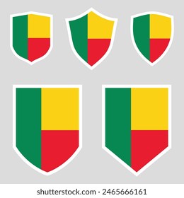 Set of Benin Flag in Shield Shape Frame