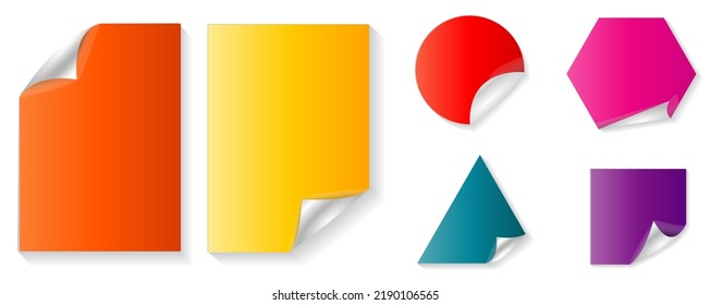 conjunto de esquinas dobladas elementos de color de papel para tarjetas de felicitación. coloridas esquinas de página curvadas.

